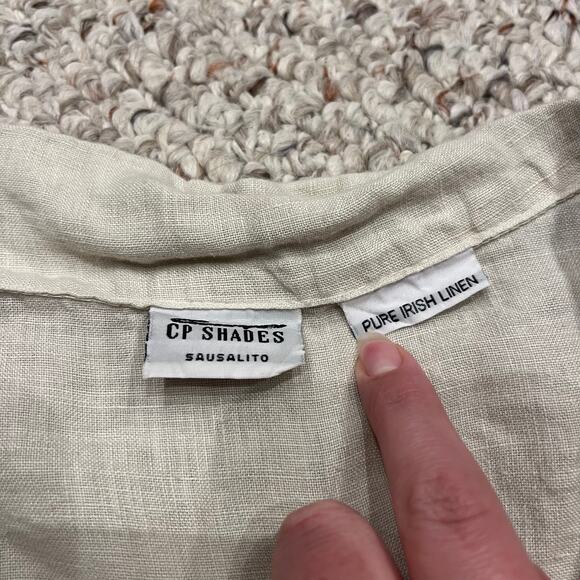 CP Shades 100% Linen Button Down Shirt Sz L Beige Coastal Lightweight Beach - Picture 2 of 6